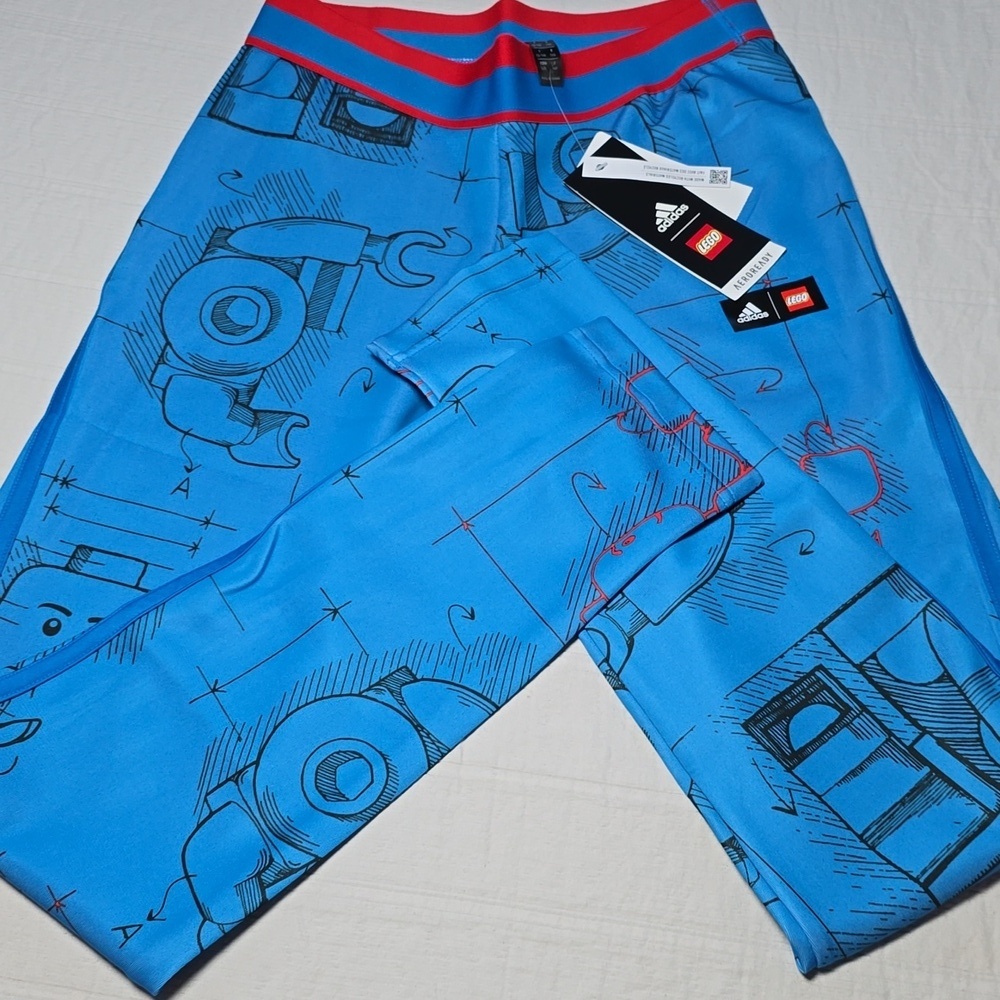 NWT Adidas x Lego® Tech Pack Tights Kids', Blue, Size L - Picture 13 of 13
